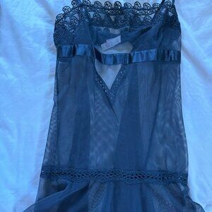Victoria’s Secret Sheer Black Mesh Lace Chemise Babydoll Size Small Like New